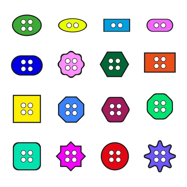 Set Colored Clothing Buttons Cartoon Set Clothing Buttons Vector Illustration — Vetor de Stock