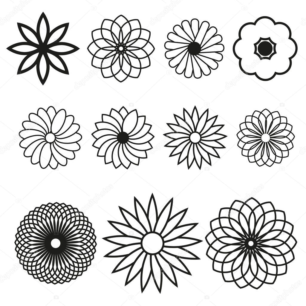 icon Geometric flowers. Vector illustration. Stock image. EPS 10.