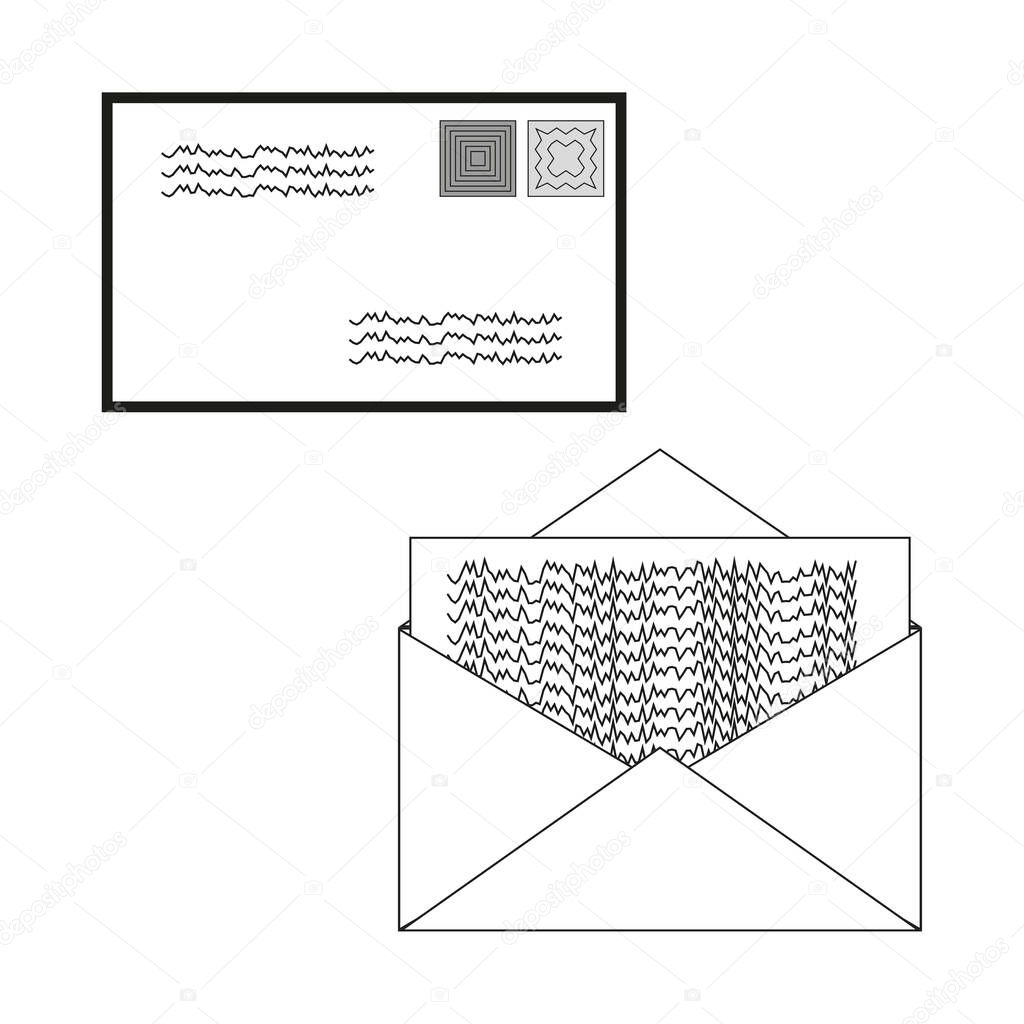 Envelope letter address in sketch style. Empty postcard.Vector illustration. Stock image. EPS 10.