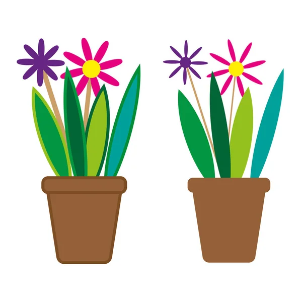 Blumentopf Karikatur Pflanze Florales Design Frühlingsdekoration Vektorillustration Aktienbild Eps — Stockvektor