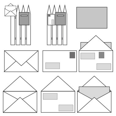 Envelopes pencils in flat style. Email icon. Vector illustration. stock image. EPS 10.