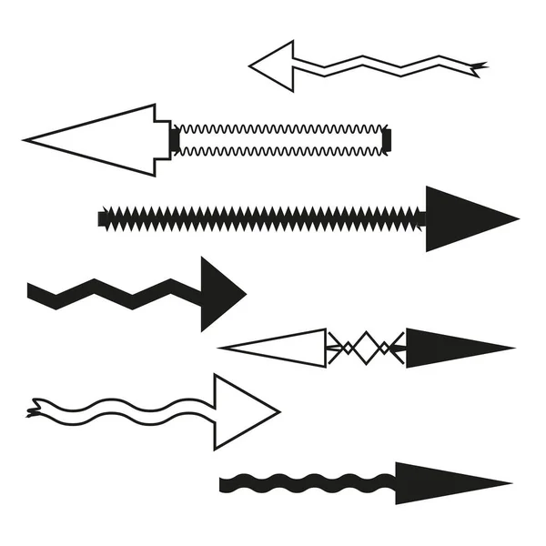 Line Art Set Different Arrows Black Swirl Line Vector Illustration — 스톡 벡터