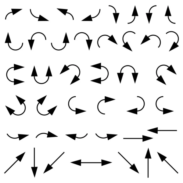 Line Art Set Different Arrows Black Swirl Line Vector Illustration — Wektor stockowy