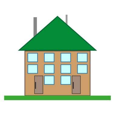 Beyaz arka planda bir ev. Vektör çizimi. Stok görüntüsü. EPS 10.