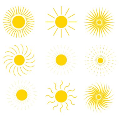 Yellow set sun. Hot weather symbol. Design element. Vector illustration. stock image. EPS 10.