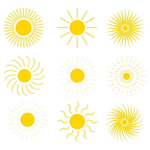 Yellow Set Sun Hot Weather Symbol Design Element Vector Illustration — стоковый вектор