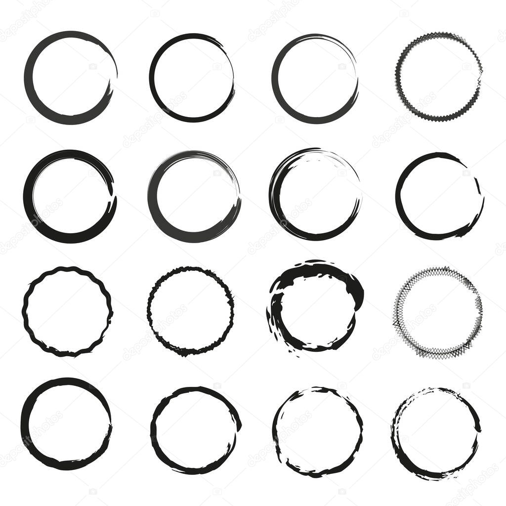 brush circles on white background. Round frame set. Vector illustration. stock image. EPS 10.