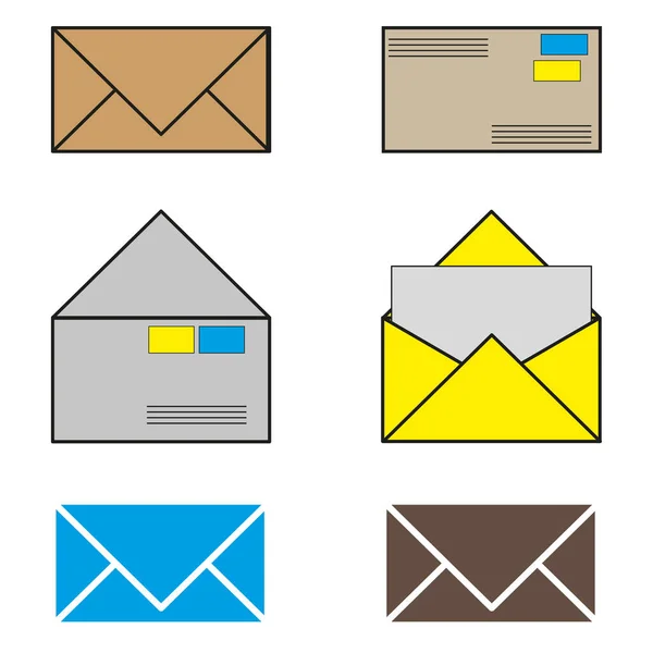 Colored Envelopes Simple Line Drawing Vector Illustration Stock Image Eps — Vetor de Stock