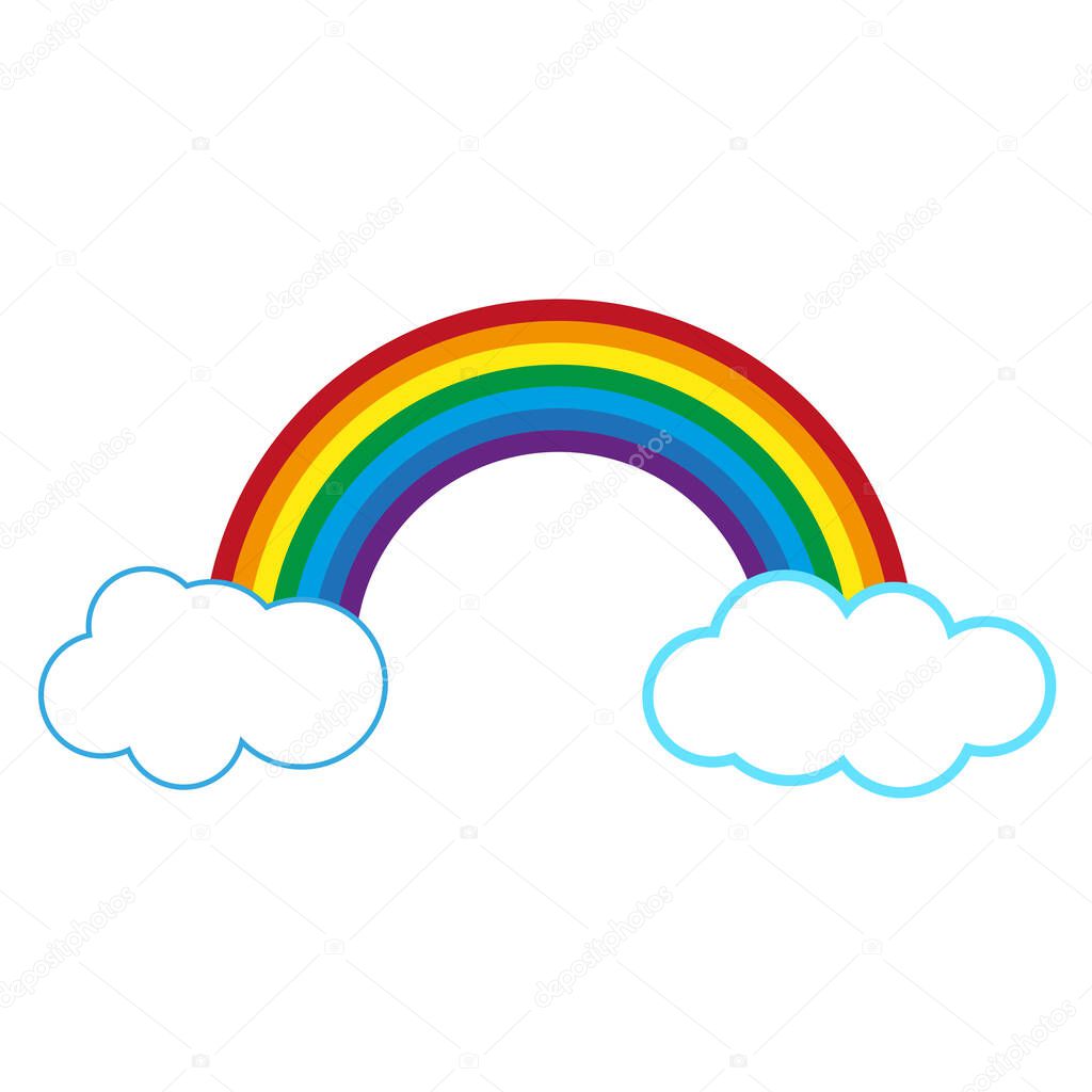 Cartoon rainbow clouds. Vector illustration. stock image. EPS 10.