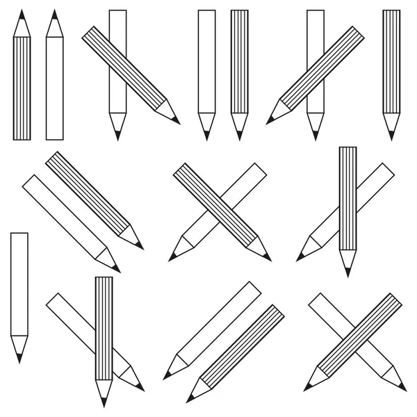 Trendy Pencils Icons Line Art Vector Illustration Stock Image Eps — 스톡 벡터