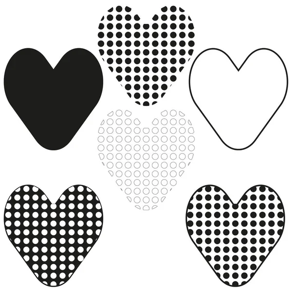 Set Black Heart White Background Vector Illustration Stock Image Eps — Stockvektor