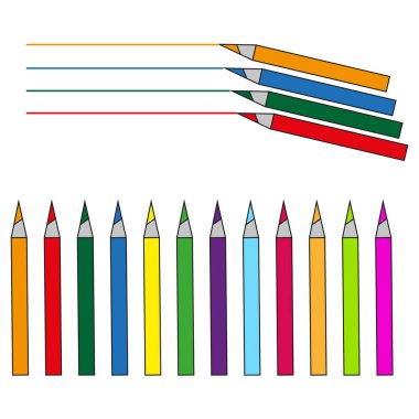 Cartoon colored pencils draw. Education concept. Color palette concept. Vector illustration. stock image. EPS 10.