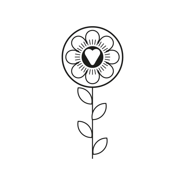 Spring Flower Icon Plant Leaf Sign Floral Pattern Element Tattoo — Vetor de Stock