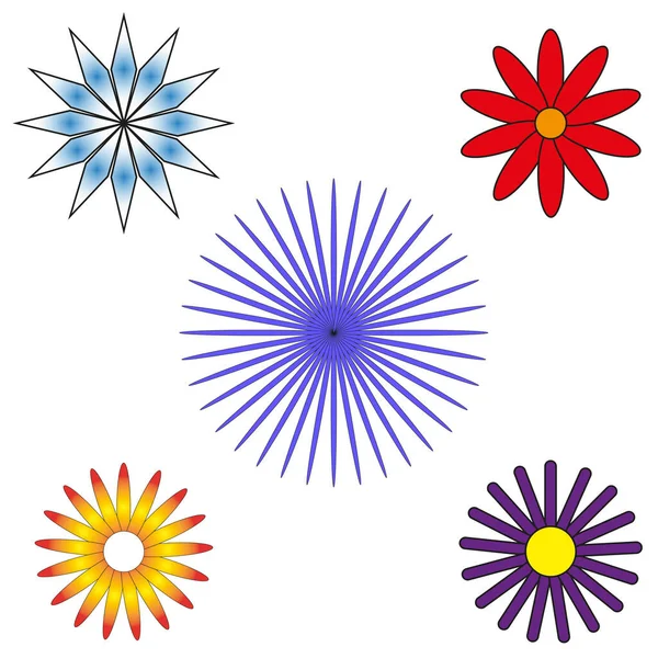 Set Cartoon Flowers Vector Illustration Stock Image Eps — Stockový vektor