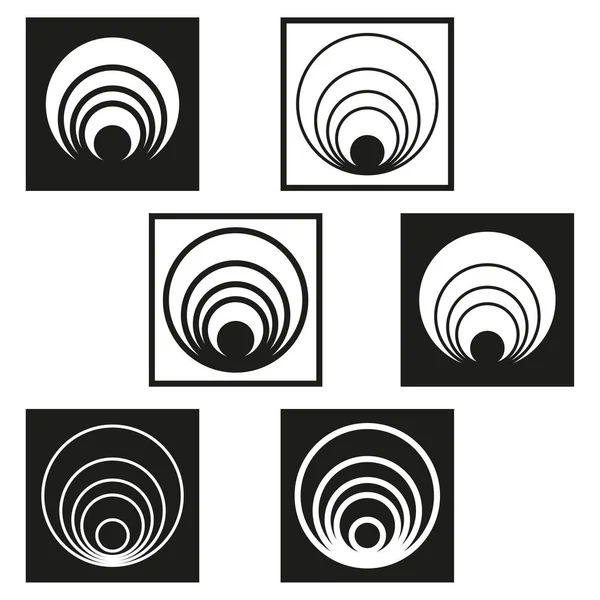 Icon Circles Perspective Frame Frame Set Business Concept Vector Illustration — ストックベクタ