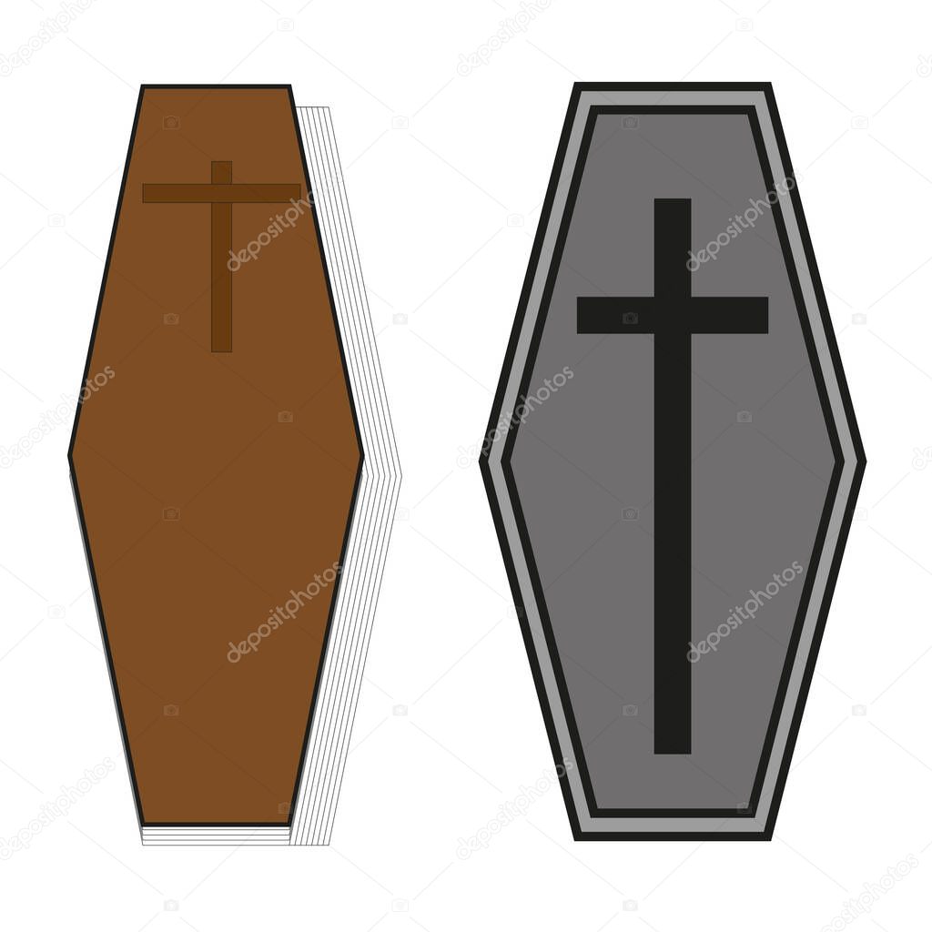 Coffin icon in cartoon style. Vector illustration. stock image. EPS 10.