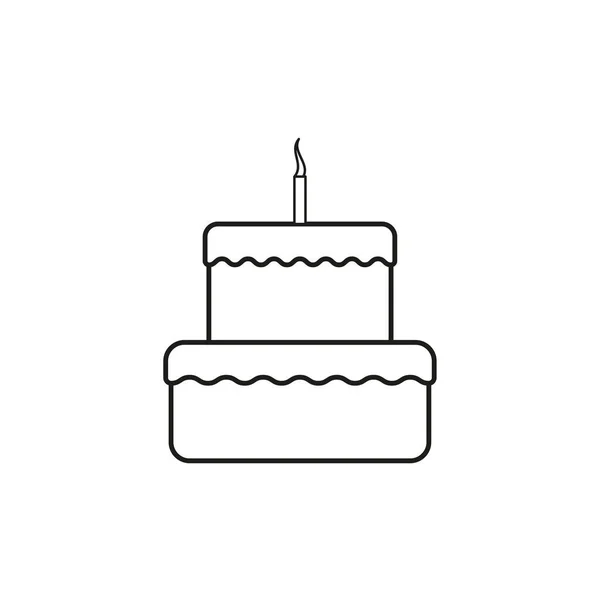 Cake Candle Icon Birthday Celebration Concept Sweet Food Vector Illustration — 스톡 벡터