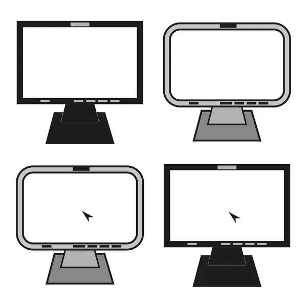 Monitor Icons Flat Symbol Vector Illustration Stock Image Eps — Stok Vektör