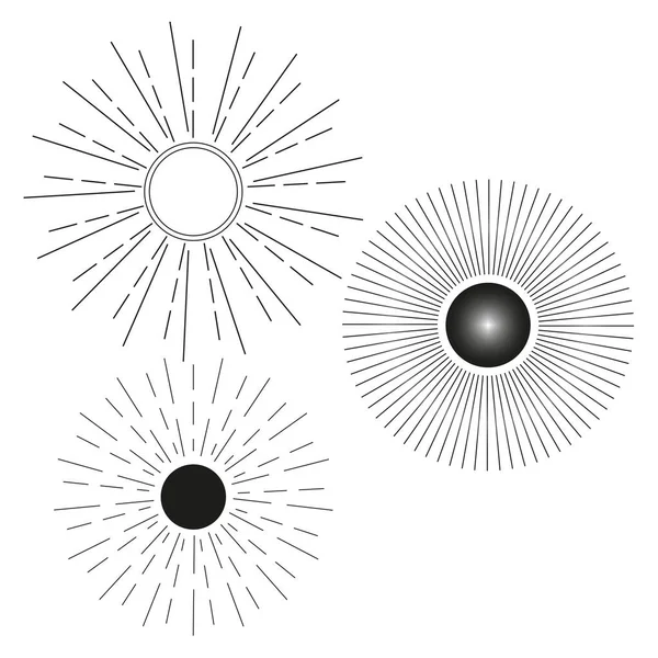 Black White Sun Ball Outline Contour Drawing Vector Illustration Stock — 스톡 벡터