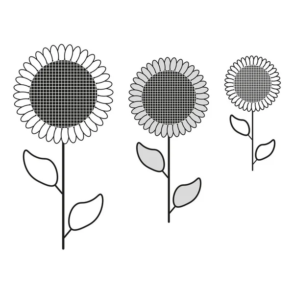 Black Flowers Icons Simple Flower Line Art Design Vector Illustration — Image vectorielle