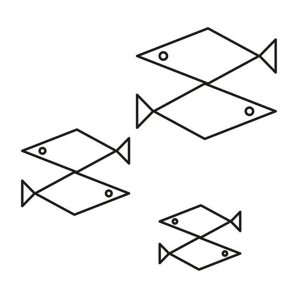 Рибні Лінії Білому Тлі Векторні Ілюстрації Стокове Зображення Епс — стоковий вектор