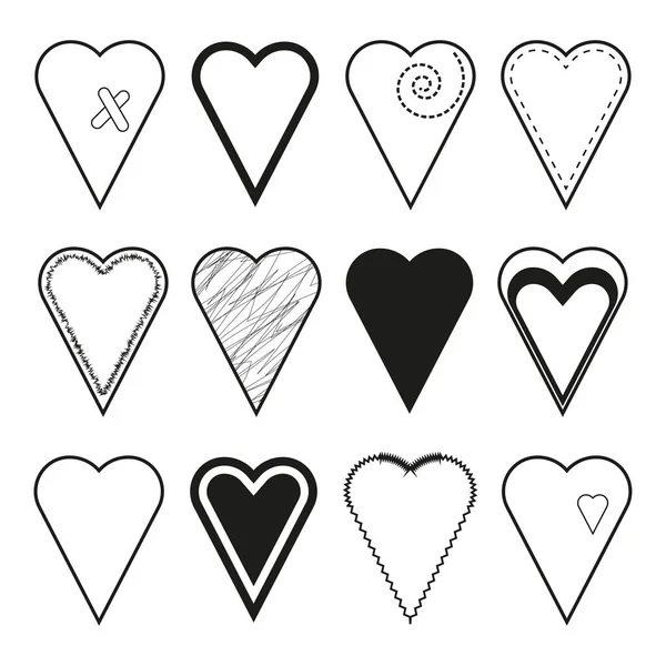 Set Heart Brush Romantic Background Vector Illustration Stock Image Eps — Vector de stock