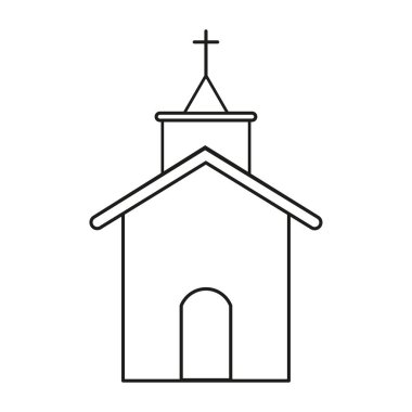 Flat church icon. Construction line logo. Vector illustration. Stock image. EPS 10.