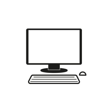 monitor keyboard mouse icon. Flat pc symbol. Vector illustration. Stock image. EPS 10.
