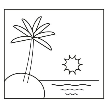 black island sun icon. Summer vacation. Vector illustration. stock image. EPS 10.