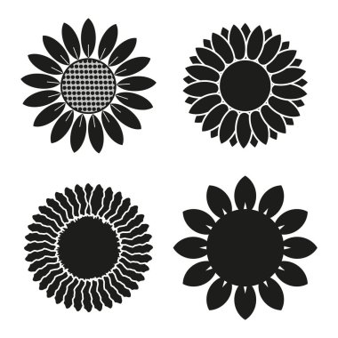 sunflowers icons. Flower watercolor art. Vector illustration. stock image. EPS 10.