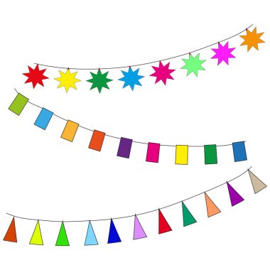 garland flags. Happy birthday. Party decoration. Vector illustration. stock image. EPS 10.