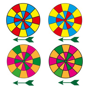 colorful color dart set. Game element. Product display presentation. Business concept. Vector illustration. stock image. EPS 10.