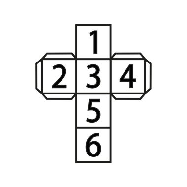 folded cube with numbers . Game element. Simple element illustration. Casino icon. Vector illustration. Stock image. EPS 10.