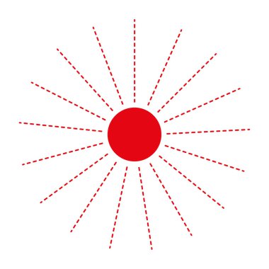 Red sun rays icon. Sunshine, star, flash. Vector illustration. Stock image. EPS 10.