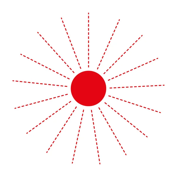 Red Sun Rays Icon Sunshine Star Flash Vector Illustration Stock — Stok Vektör