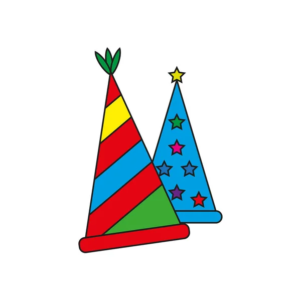 Icon Party Hats Festive Background Happy Birthday Happy New Year — ストックベクタ
