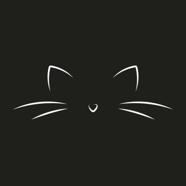 Sketch kedi ağızlık ikonu. Kedi ağızlığı simgesi siyah arkaplan. Vektör çizimi. Stok görüntüsü. EPS 10.