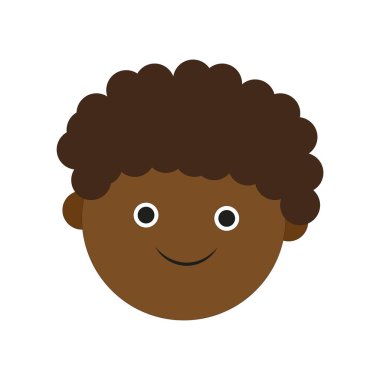 Çizgi film çocuğu siyah adam. Gülen surat. Vektör çizimi. Hisse senedi. EPS 10.