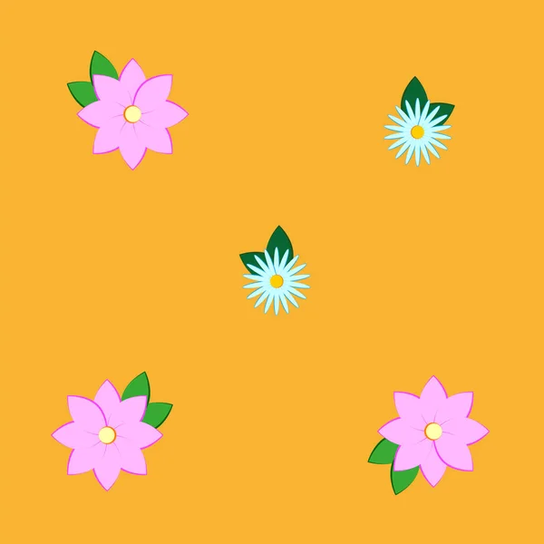 Flores Fundo Laranja Planta Design Floral Elemento Design Ilustração Vetorial — Vetor de Stock