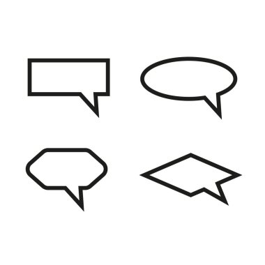 İleti simgeleri düz biçimde ayarlandı. Sohbet simgesi ayarlandı. İkona konuş. Diyalog, sohbet konuşma balonu. Vektör çizimi. Hisse senedi. EPS 10.