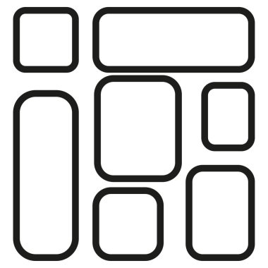 Siyah dikdörtgenli düğme ayarlandı. Geometrik element. Vektör çizimi. Stok görüntüsü. EPS 10.