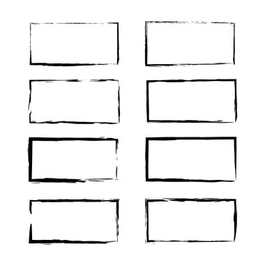 siyah fırça dikdörtgenleri. Kenar çerçevesi. Dekoratif sınır. Vektör çizimi. Stok görüntüsü. EPS 10.