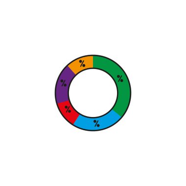 Renkli daire çizelgesi. Renkli çemberli bir bilgi. Sunum şablonu. Vektör çizimi. Stok görüntüsü. EPS 10.