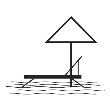 Plaj sandalyesi ikonu. Seyahat konsepti. Turizm konsepti. Vektör çizimi. Hisse senedi. EPS 10.