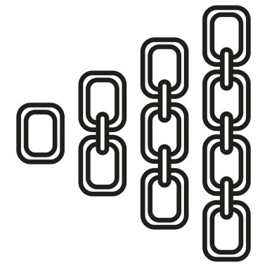 Düz zincirler, farklı boyutlarda simgeler. Kombinasyon arka planı. Vektör çizimi. Hisse senedi. EPS 10.