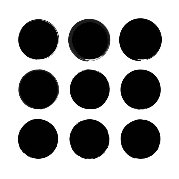 Des Cercles Noirs Vintage Rétro Style Tendance Tache Pinceau Encre — Image vectorielle