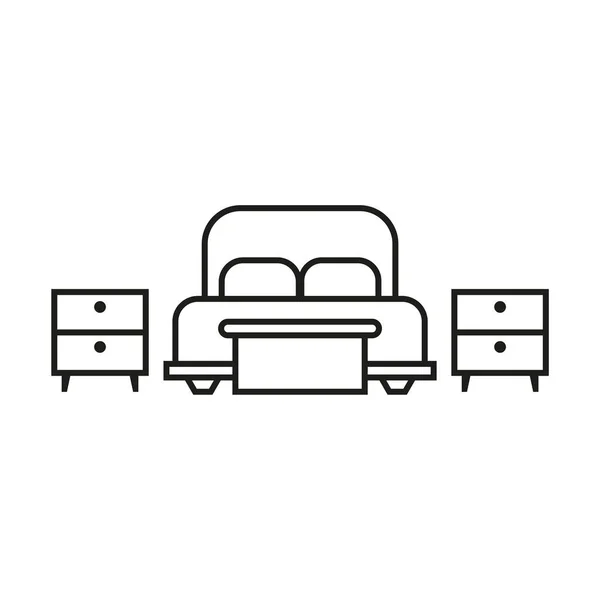 Bett Symbol Wohnkultur Wohnraumgestaltung Vektorillustration Archivbild Eps — Stockvektor