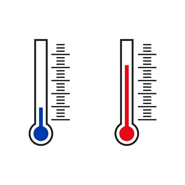 Blauwe Rode Thermometer Warm Weer Symbool Vector Illustratie Voorraad Afbeelding — Stockvector