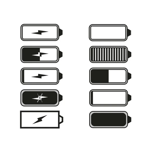 Icone Delle Batterie Energia Elettrica Illustrazione Vettoriale Immagine Stock Eps — Vettoriale Stock