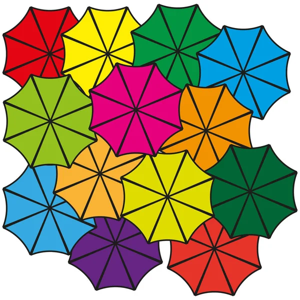 Színes Esernyők Aranyos Őszi Dizájn Vektor Illusztráció Készletkép Eps — Stock Vector